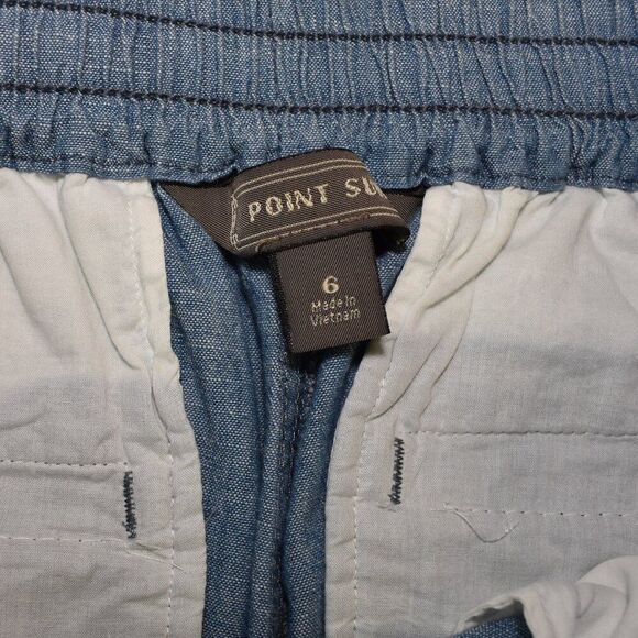 Point Sur Seaside Cotton Pants Sz 6 Blue High Waist Cropped Stretch Waist Comfy - Picture 6 of 11